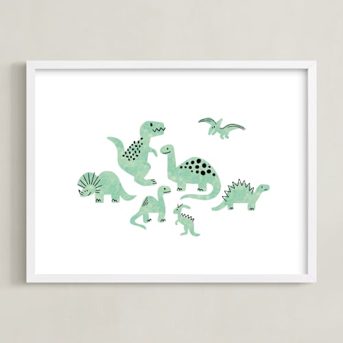 This is a fern kids wall art by Jessie Steury called darling dinos