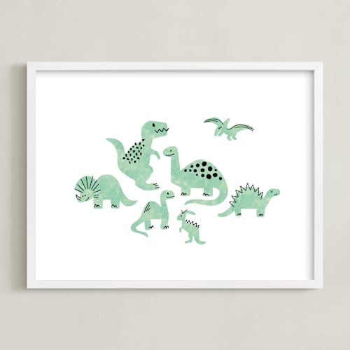 This is a fern kids wall art with standard by Jessie Steury called darling dinos