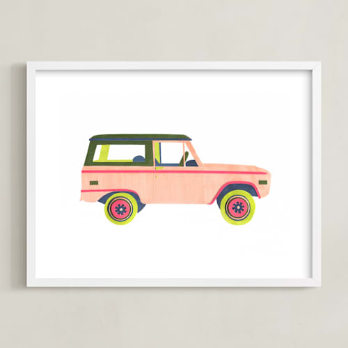 This is a pale pink kids wall art by Kelsey Livingston called cruising nantucket