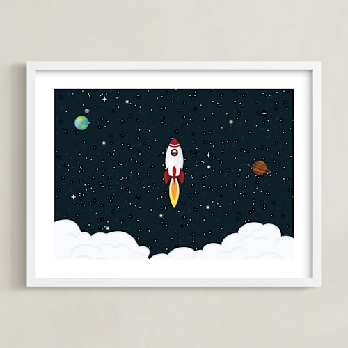 This is a white kids wall art by Oma N. Ramkhelawan called outer space