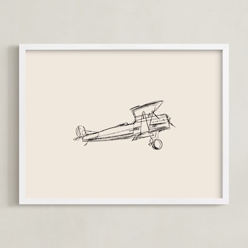 This is a beige kids wall art by Katie Mulder called take flight loose sketch 2