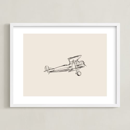 This is a beige kids wall art by Katie Mulder called take flight loose sketch 2