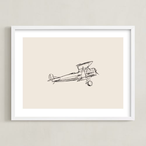 This is a beige kids wall art with standard by Katie Mulder called take flight loose sketch 2