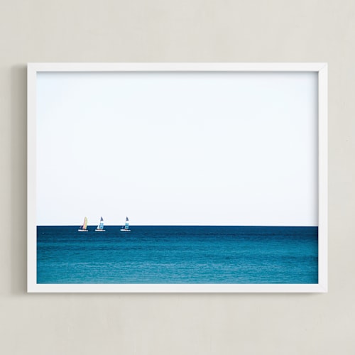 This is a navy kids wall art by lulu and isabelle called little sailors