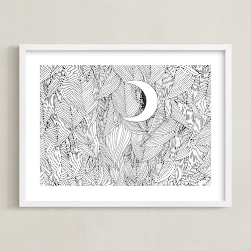 This is a black & white kids wall art by Helen H Wu called peek a boo