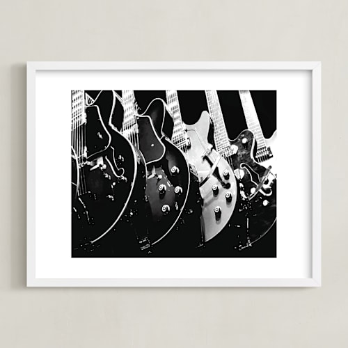 This is a black art by Jason called guitars, monochrome