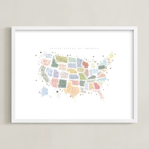 This is a peach art by Hannah Williams called united states lettered