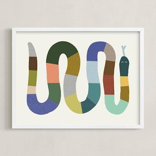 This is a muted multi art with standard by Kelly Watkins called quilted snake