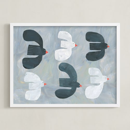 This is a moonlit harbor blue art with standard by Alicia Abla called soar