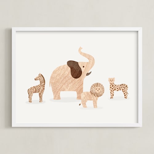 This is a moon art by Dani Lugato called wooden safari animals