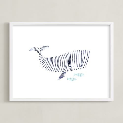 This is a ocean blue art by Jayne Alfieri called lined animals ii