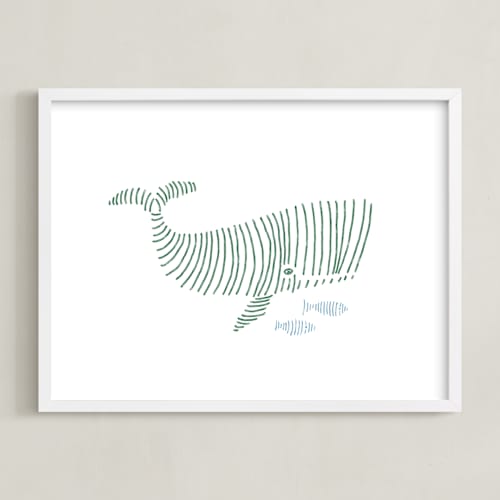This is a moss green art by Jayne Alfieri called lined animals ii