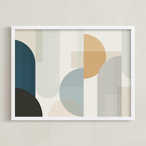 This is a moody blue art by Jennifer Morehead called shuffle series downtown
