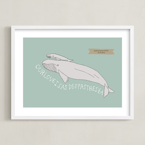 This is a aqua nursery wall art by Annada Hypes called deep as the sea