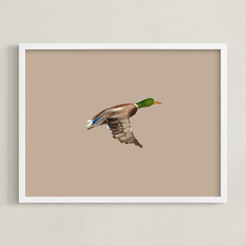 This is a neutral nursery wall art by Anee Shah called mallards in flight 1