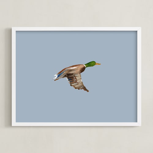This is a sky nursery wall art by Anee Shah called mallards in flight 1