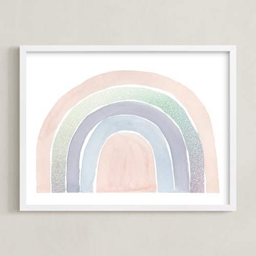 This is a rose blossom nursery wall art by Kate Ahn called pastel rainbow