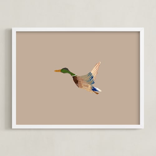This is a neutral nursery wall art by Anee Shah called mallards in flight 2