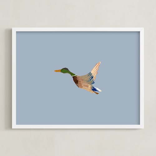 This is a sky nursery wall art by Anee Shah called mallards in flight 2