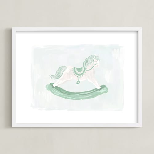 This is a emerald nursery wall art by Laura Bercovich called rocking horse