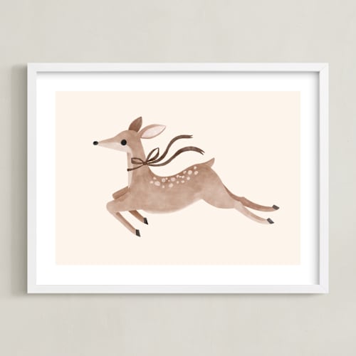 This is a sepia nursery wall art by Vivian Yiwing called deer with bow