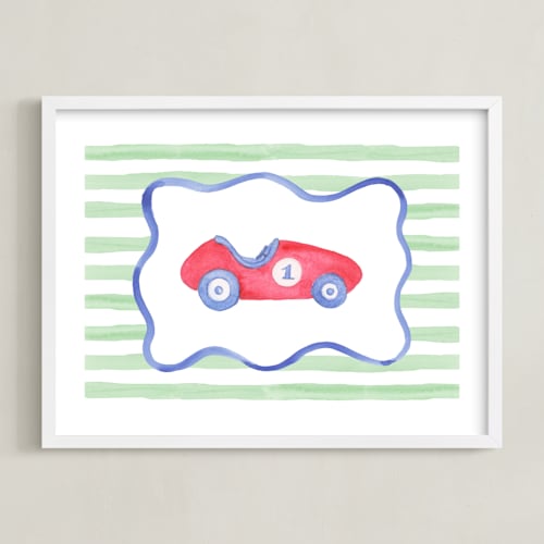 This is a race car red nursery wall art with standard by Little Blue Designs called vintage play car