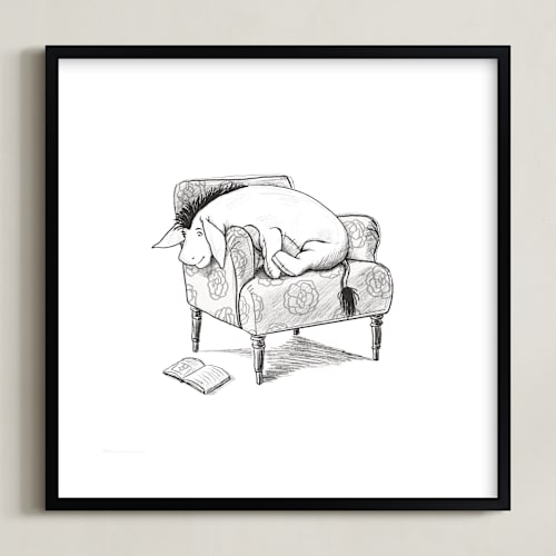 This is a white disney art by Stefanie Lane called eeyore lounging | winnie the pooh