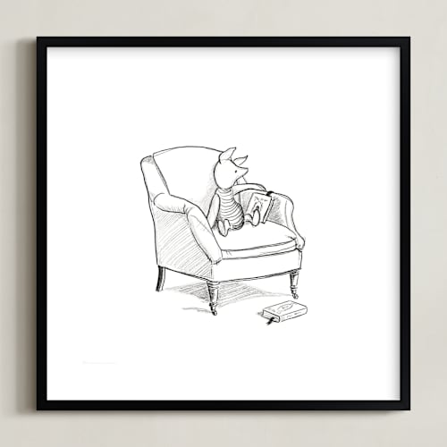 This is a white disney art by Stefanie Lane called piglet lounging | winnie the pooh