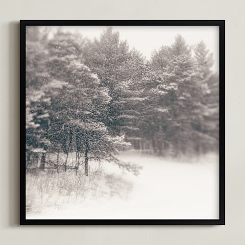 This is a warm taupe gray art by Jacquelyn Sloane Siklos called play on a winters day 1