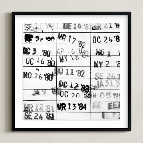 This is a black & white art by ALICIA BOCK called date due