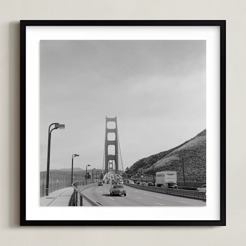 This is a black and white art by Austin Warnock called golden gate bridge