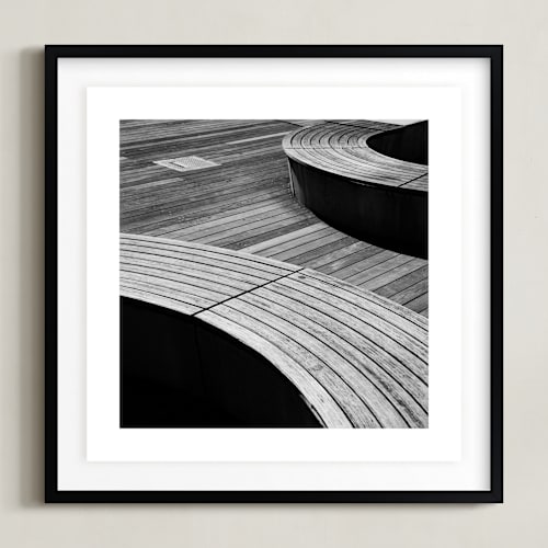 This is a tonal grey art by Van Tsao called curve bench geometric ii