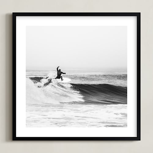This is a black & white kids wall art by Kamala Nahas called surfs up