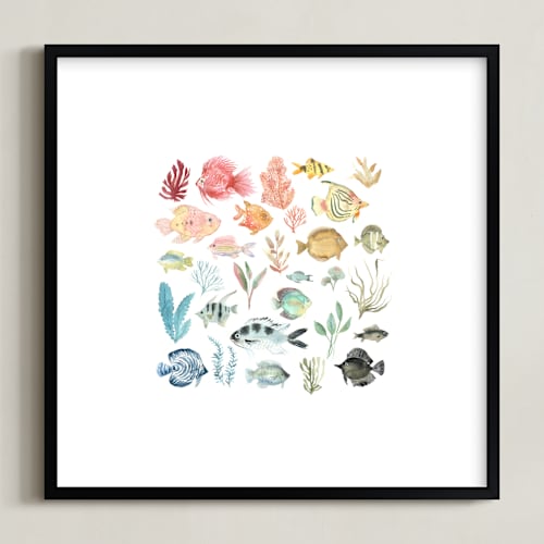This is a coral kids wall art with standard by Emilie Simpson called tropical fish