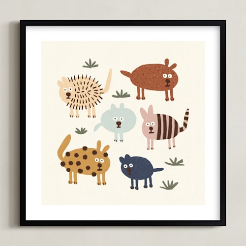 This is a desert brown kids wall art with standard by Alisa Galitsyna called surprised puppies