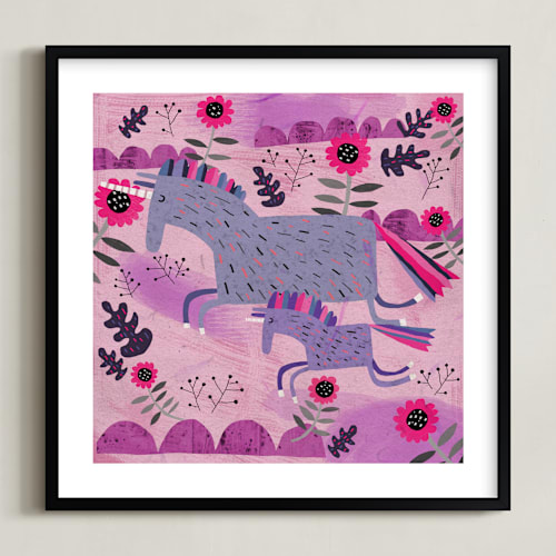 This is a lavendar flower kids wall art with standard by Chris Lensch called unicorn dance