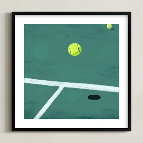 This is a tennis court green kids wall art by JW Solomon called tennis anyone?