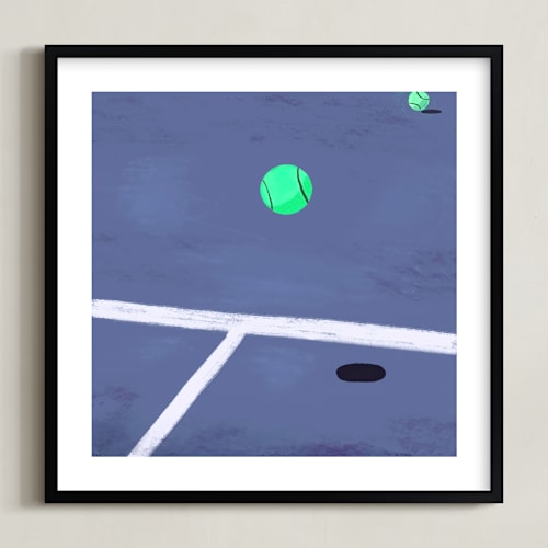 This is a bluish purple kids wall art by JW Solomon called tennis anyone?