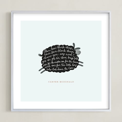 This is a aqua nursery wall art by chocomocacino called jumping black sheep
