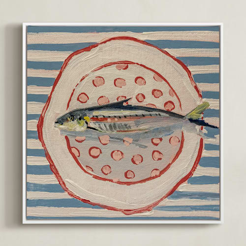 This is a french blue art with standard by Lisa Grizaniuk called fish trio 1