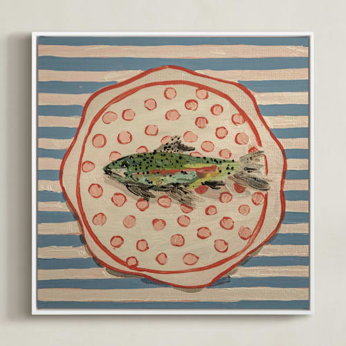 This is a french blue art with standard by Lisa Grizaniuk called fish trio 3