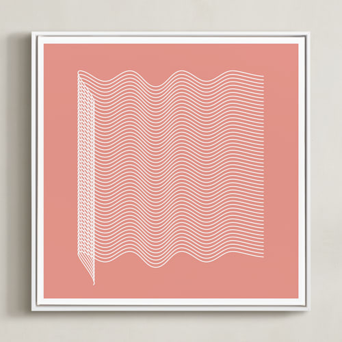 This is a coral pink art by Marco Berrios called pink and lines mid