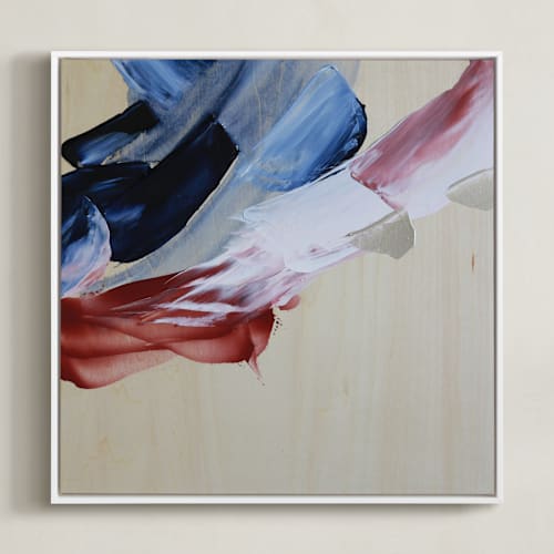 This is a deep blue and rose red art by Candace Rae Art called we will move i