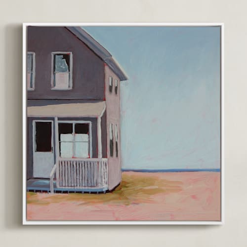 This is a pink mauve art by Carol C. Young called the beach beyond