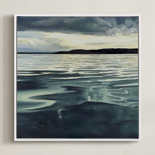 This is a teal blue art by Kelly Johnston called on the sound