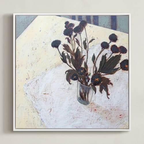 This is a dried chrysanthemum art by Ayna Paisley called still life with chrysanthemums
