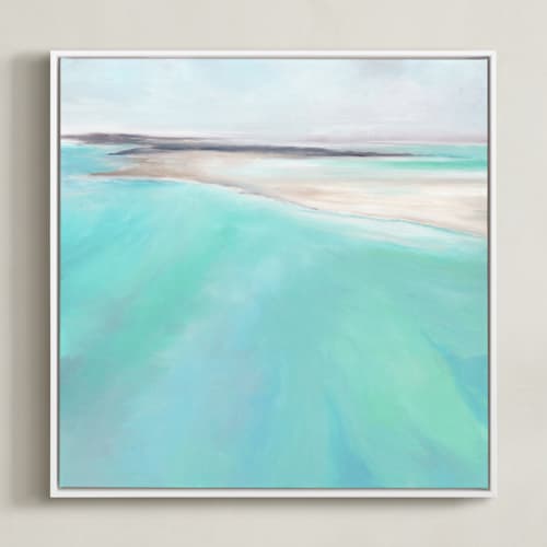 This is a white art by Elizabeth Sabine called aqua waters
