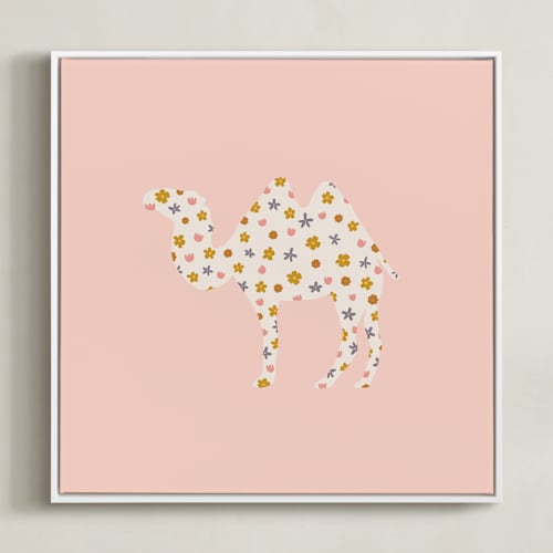 This is a bubblegum kids wall art by Ellen Schlegelmilch called happy camel