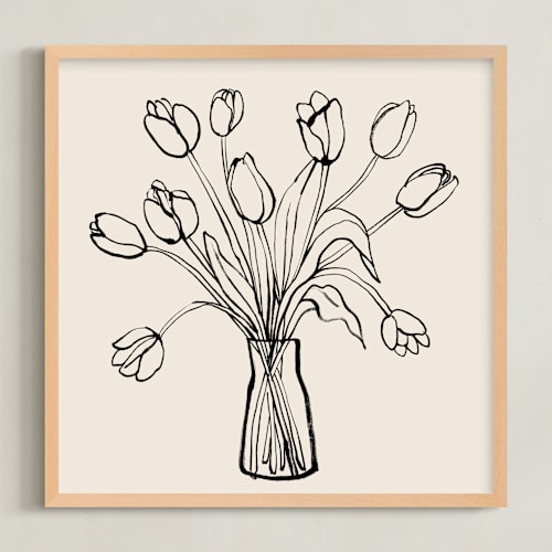 This is a cotton art by Cass Loh called tulips drawing