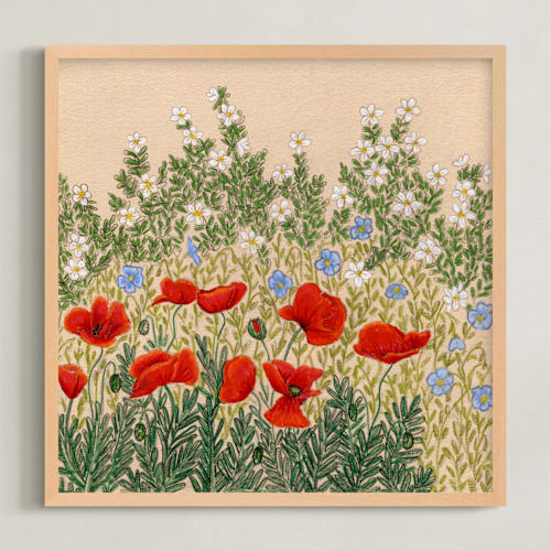 This is a poppy red art with standard by Janie Allen called late spring morning 2